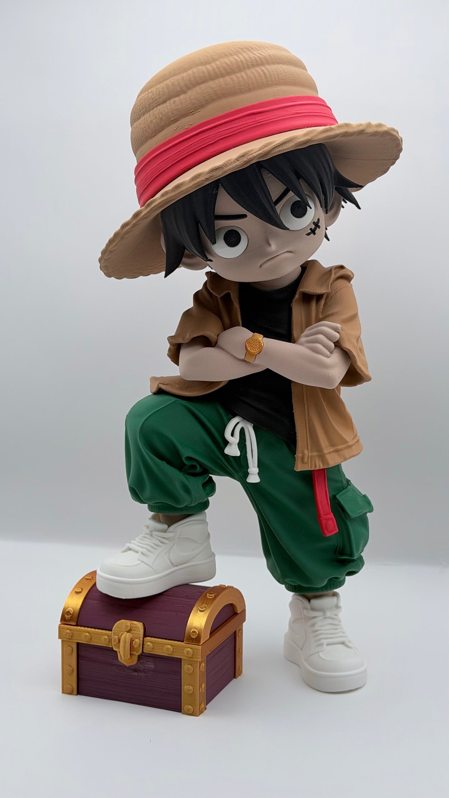 Urban Style Luffy Statue | One Piece Inspired 3D Printed Collectible | 13” Anime Display Figure