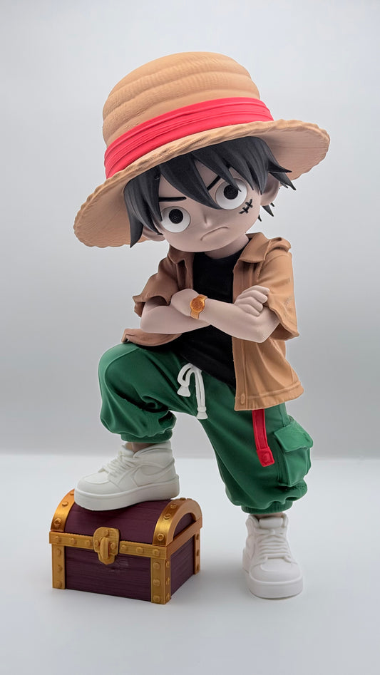Urban Style Luffy Statue | One Piece Inspired 3D Printed Collectible | 13” Anime Display Figure