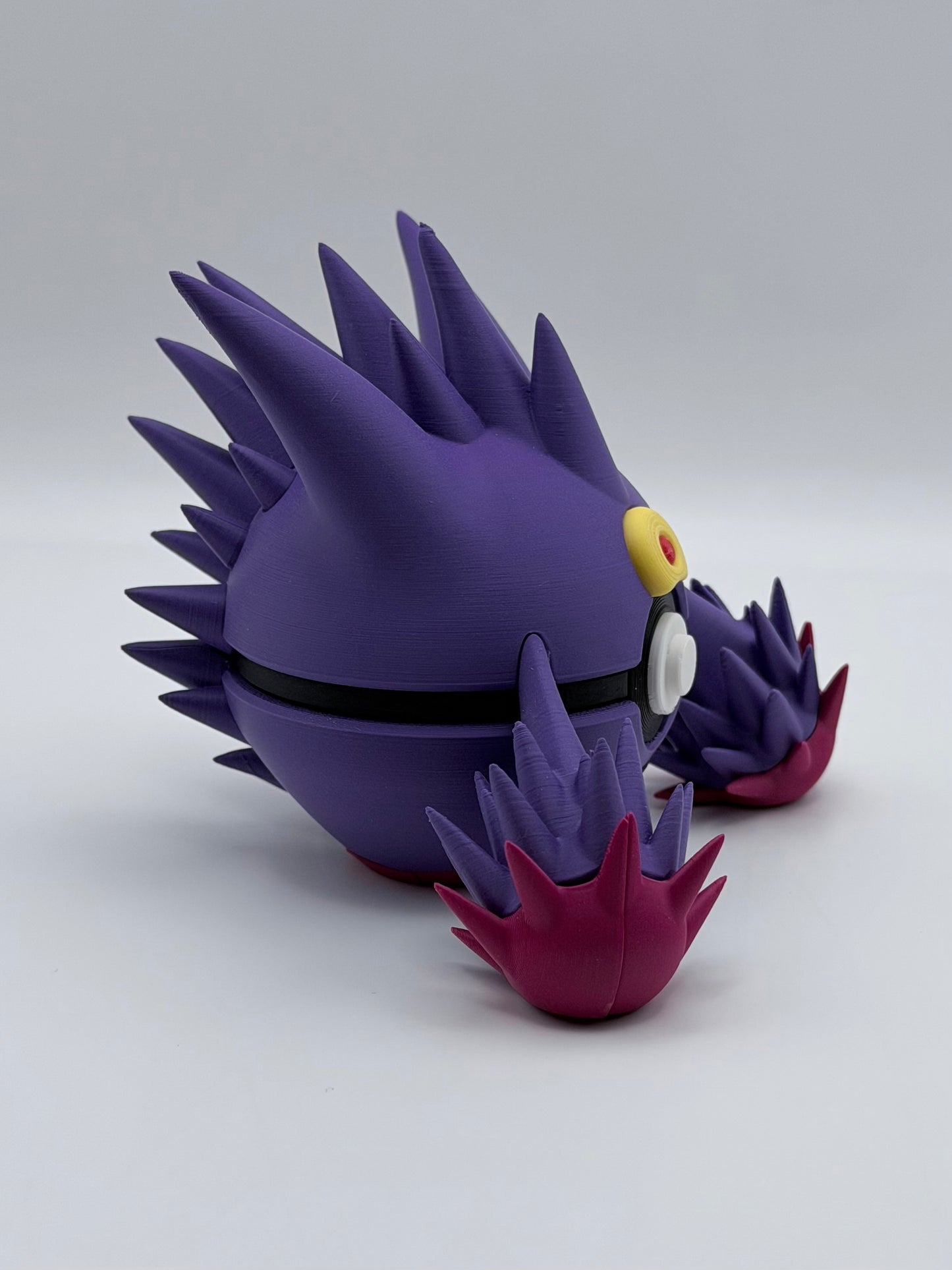 Mega Gengar Pokéball Display – 3D Printed Fan Made Collectible – Gaming Desk Decor – Pokémon Inspired Shelf Display