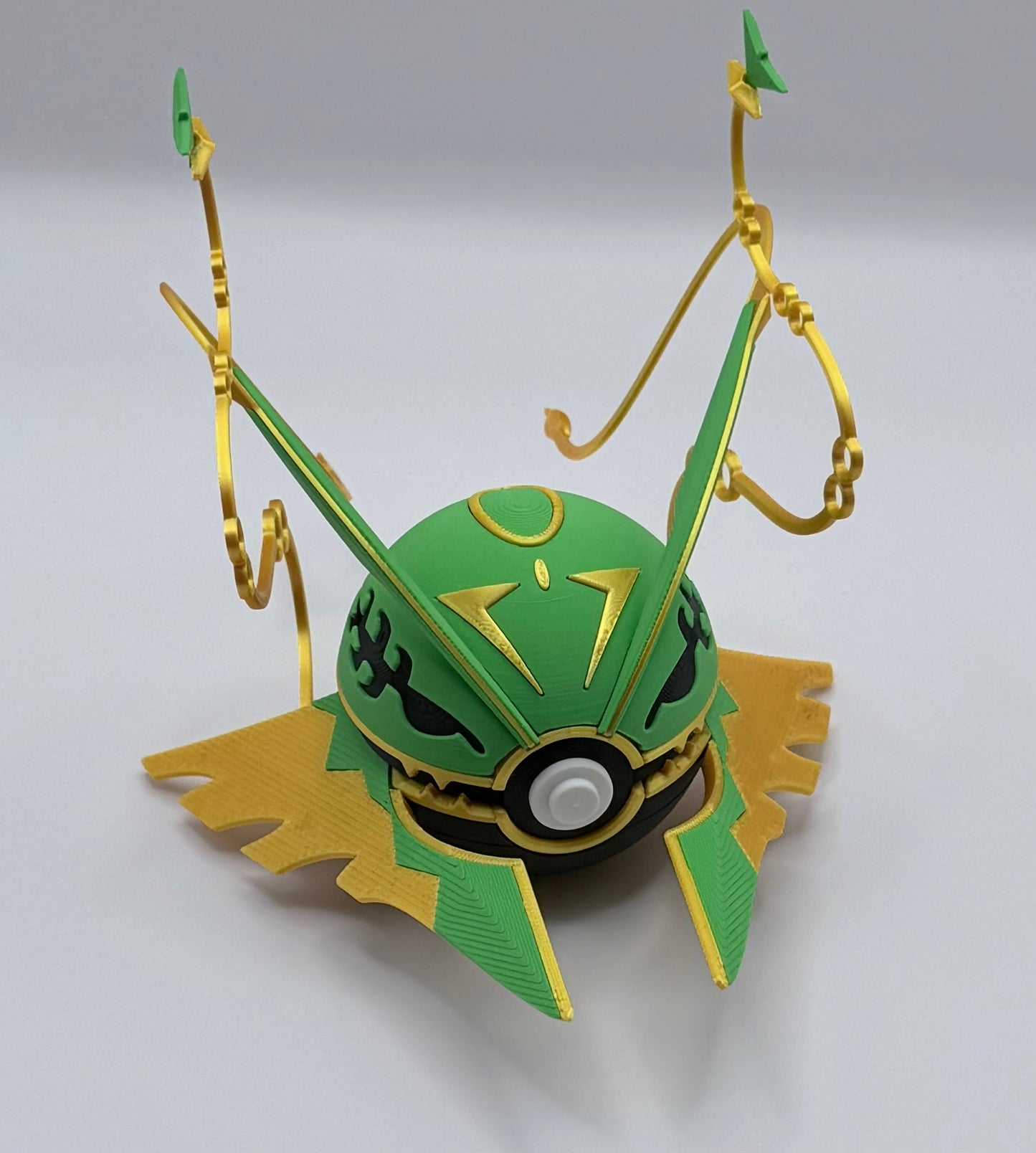 Rayquaza Pokeball Inspired Dragon Anime Gaming Display – 3D Printed Shelf Collectible – Gamer Desk Decor – Fan Gift