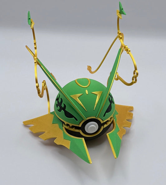 Rayquaza Pokeball Inspired Dragon Anime Gaming Display – 3D Printed Shelf Collectible – Gamer Desk Decor – Fan Gift