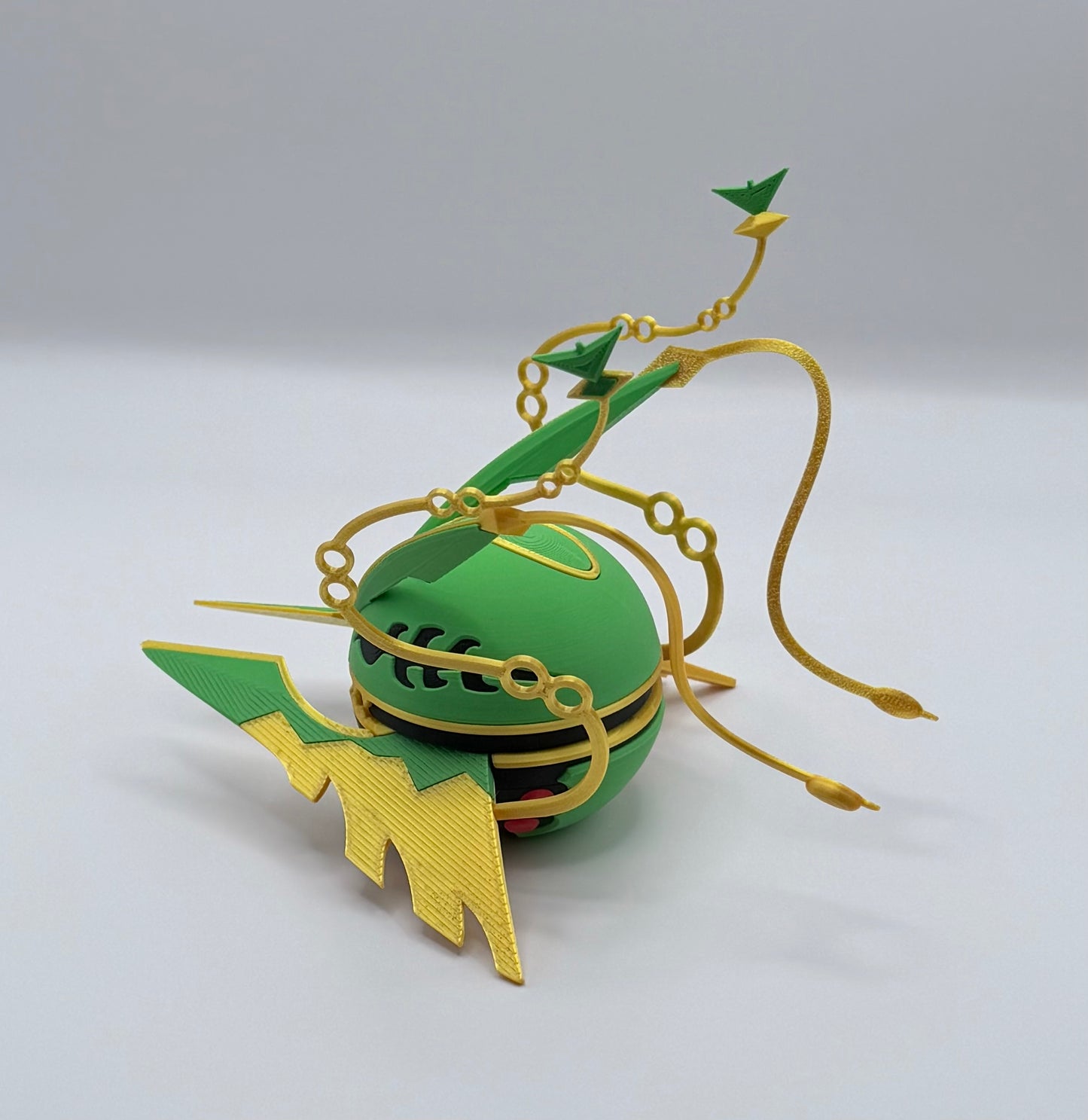 Rayquaza Pokeball Inspired Dragon Anime Gaming Display – 3D Printed Shelf Collectible – Gamer Desk Decor – Fan Gift