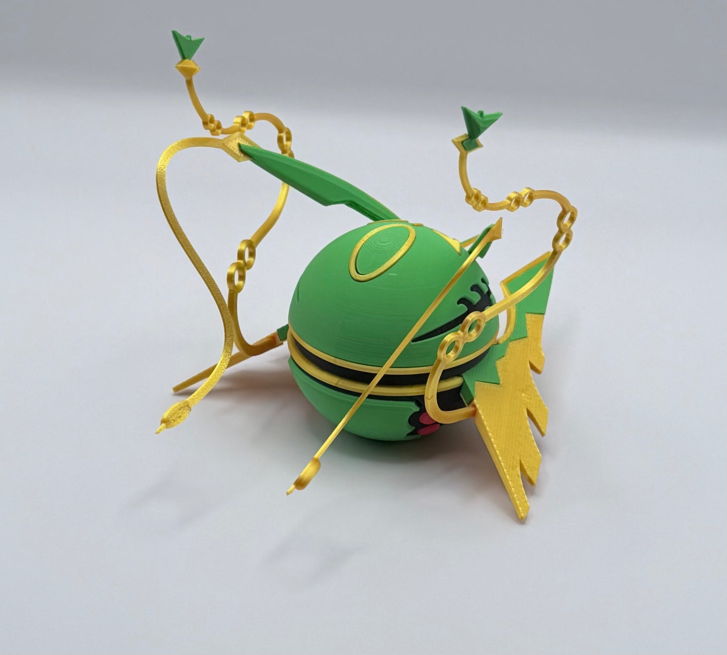 Rayquaza Pokeball Inspired Dragon Anime Gaming Display – 3D Printed Shelf Collectible – Gamer Desk Decor – Fan Gift