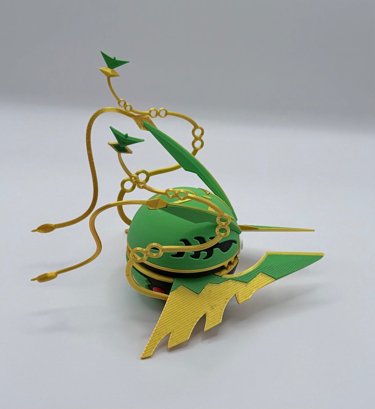 Rayquaza Pokeball Inspired Dragon Anime Gaming Display – 3D Printed Shelf Collectible – Gamer Desk Decor – Fan Gift