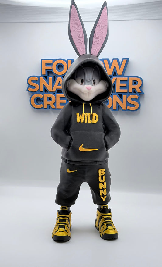 Urban Bugs Bunny 3D Print | 13” Streetwear Style Figure | Custom Cartoon Collectible | Desk Setup Decor | Unique Gift