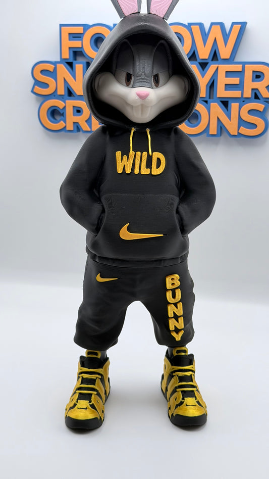 Urban Bugs Bunny 3D Print | 13” Streetwear Style Figure | Custom Cartoon Collectible | Desk Setup Decor | Unique Gift