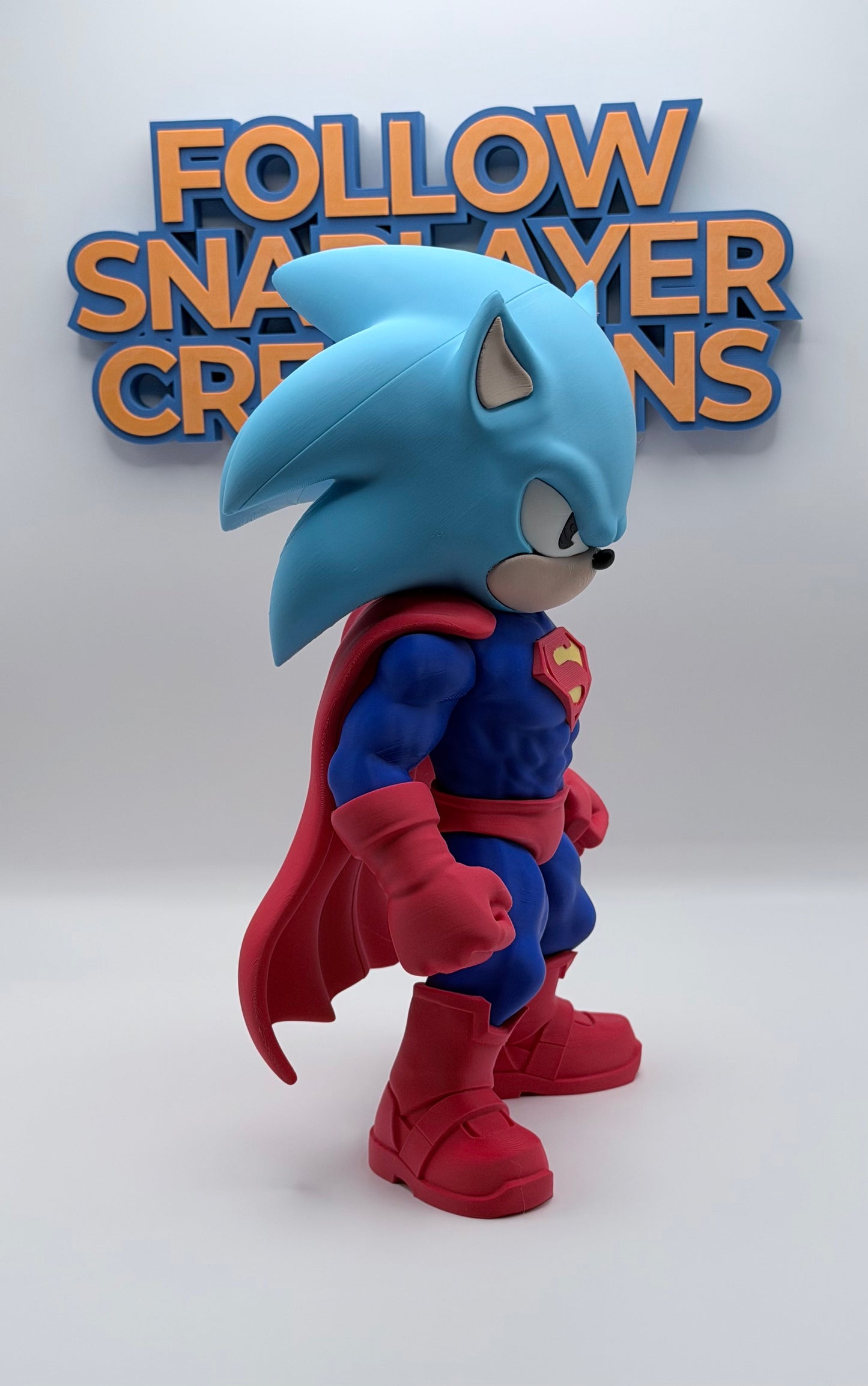 SuperSonic Superman Inspired Sonic Hero Fanart Figure | 3D Printed Crossover Collectible | Anime Gaming Decor | Desk Setup Display | Unique