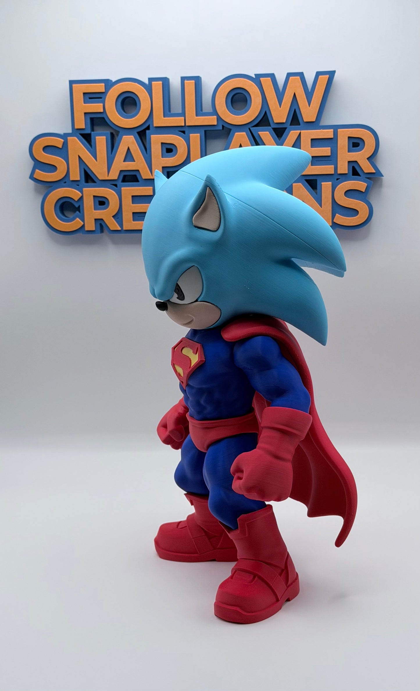 SuperSonic Superman Inspired Sonic Hero Fanart Figure | 3D Printed Crossover Collectible | Anime Gaming Decor | Desk Setup Display | Unique