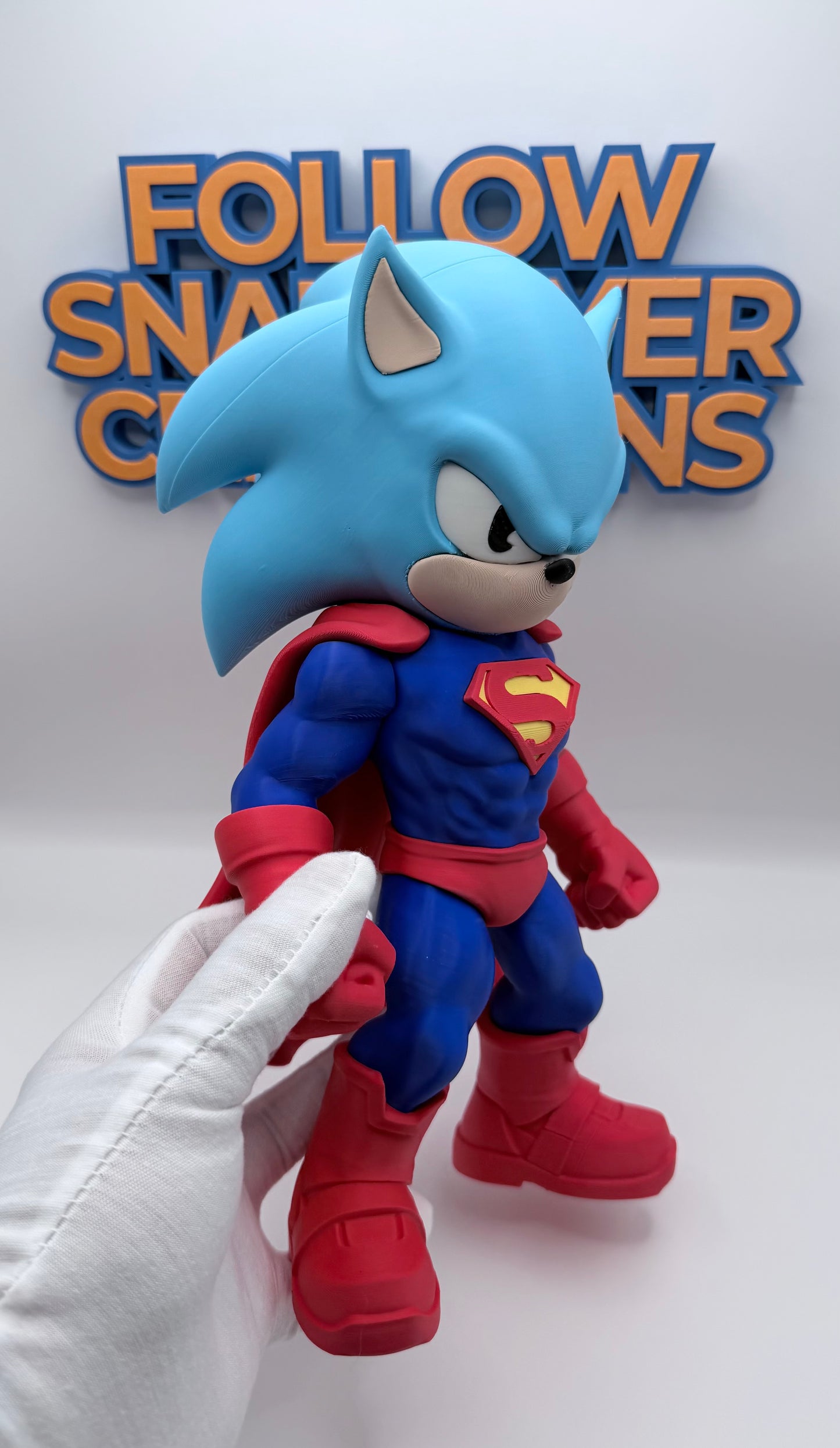 SuperSonic Superman Inspired Sonic Hero Fanart Figure | 3D Printed Crossover Collectible | Anime Gaming Decor | Desk Setup Display | Unique