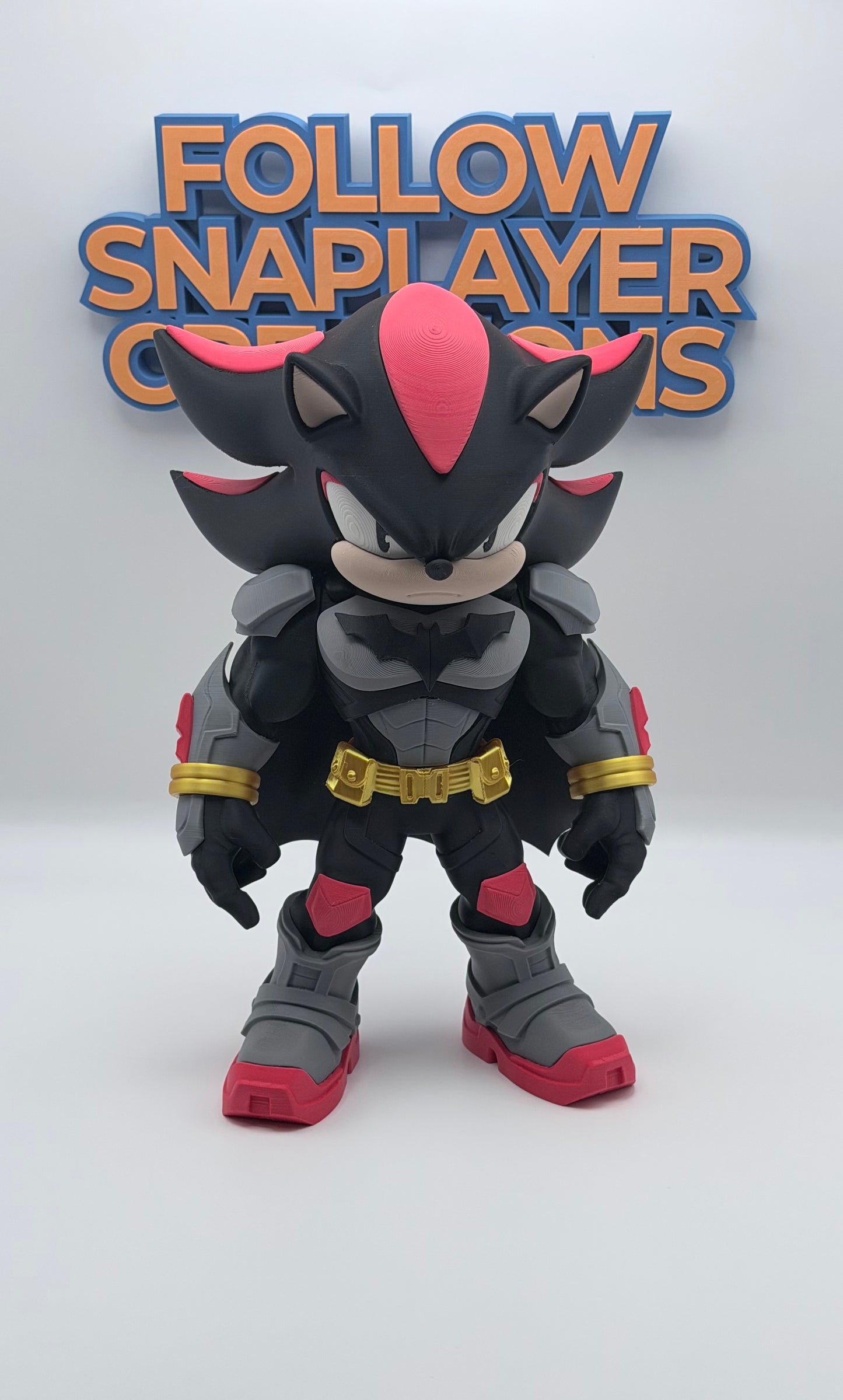 Bat Shadow Batman Sonic Inspired 3D Printed Figure | Dark Hero Crossover Collectible | 11 Inch Art Toy | Desk Decor Gift
