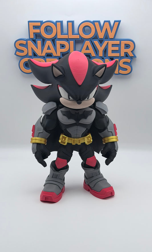 Bat Shadow Batman Sonic Inspired 3D Printed Figure | Dark Hero Crossover Collectible | 11 Inch Art Toy | Desk Decor Gift