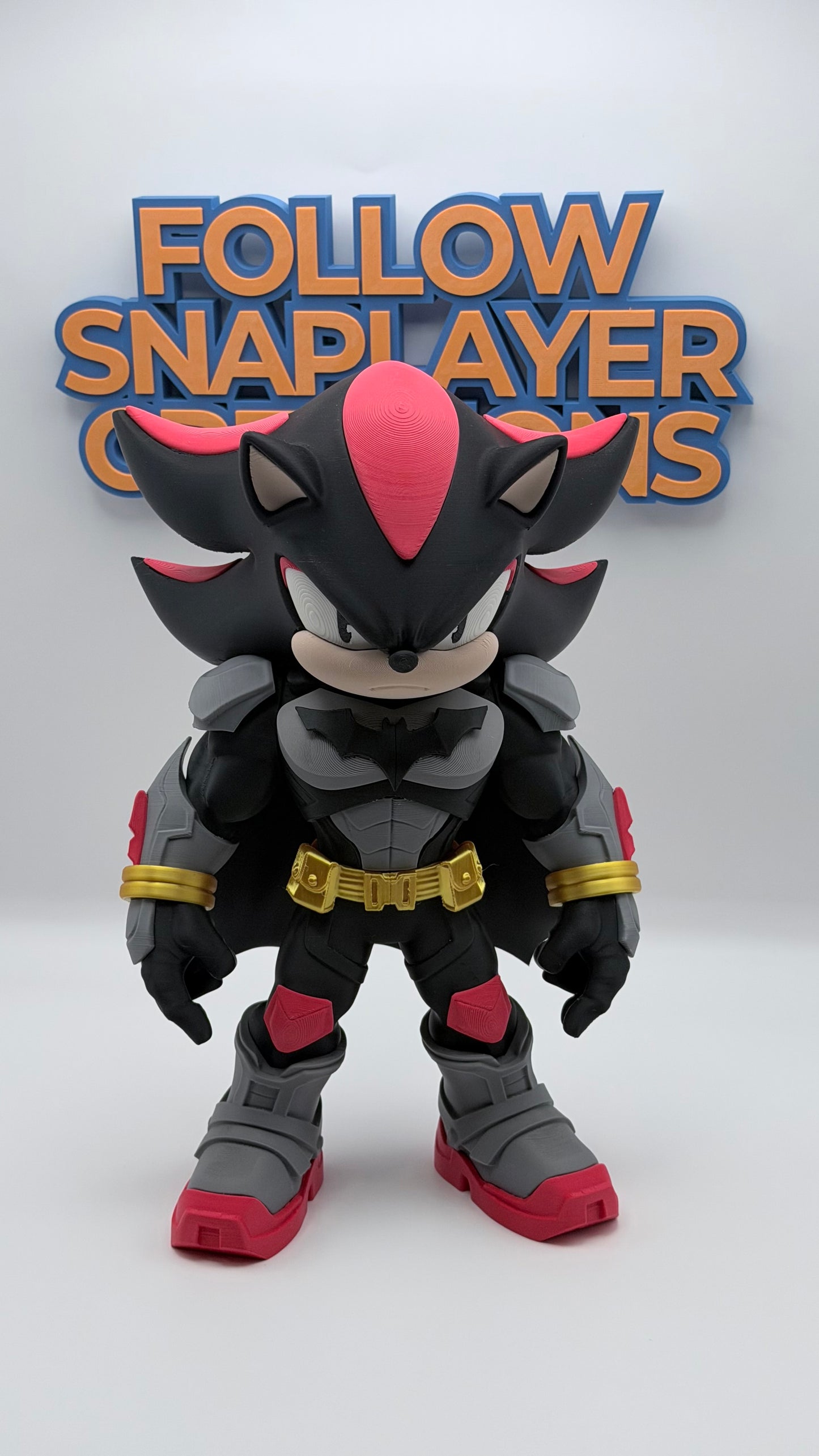Bat Shadow Batman Sonic Inspired 3D Printed Figure | Dark Hero Crossover Collectible | 11 Inch Art Toy | Desk Decor Gift