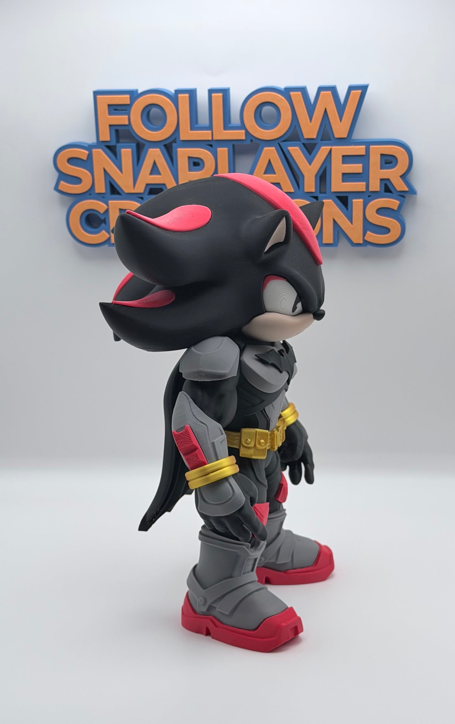 Bat Shadow Batman Sonic Inspired 3D Printed Figure | Dark Hero Crossover Collectible | 11 Inch Art Toy | Desk Decor Gift
