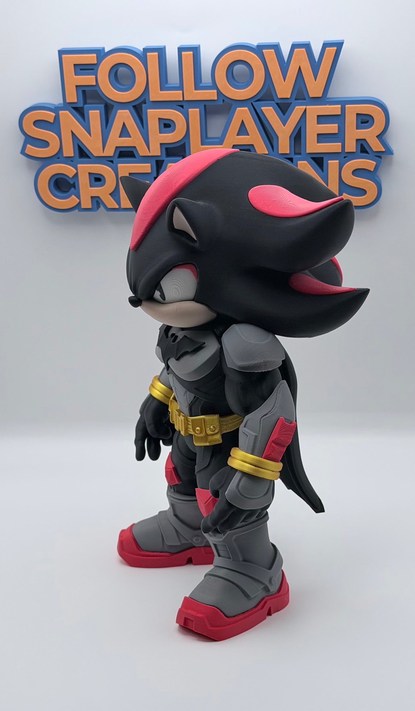 Bat Shadow Batman Sonic Inspired 3D Printed Figure | Dark Hero Crossover Collectible | 11 Inch Art Toy | Desk Decor Gift