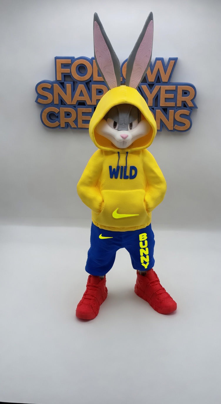Urban Bugs Bunny 3D Print | 13” Streetwear Style Figure | Custom Cartoon Collectible | Desk Setup Decor | Unique Gift